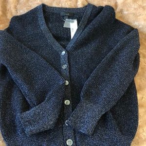 J Crew Navy Metallic Cardigan size PM